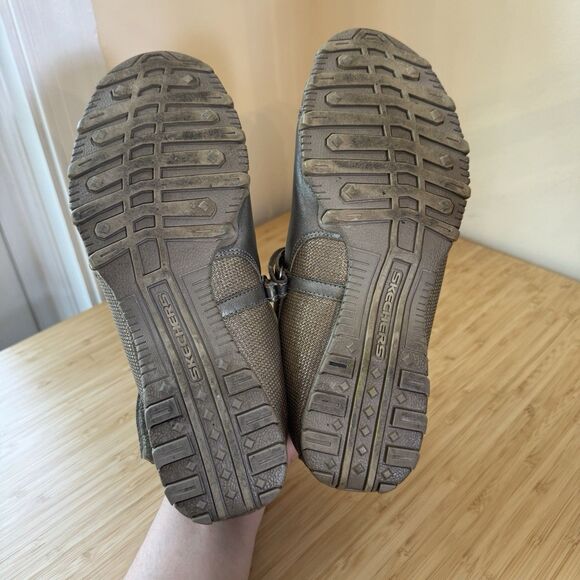 Skechers Ballet Sneaker Pewter Gray Sz 8.5 Mary Jane Metallic - Picture 6 of 12